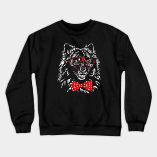 Cute Keeshond dog with glasses Crewneck Sweatshirt